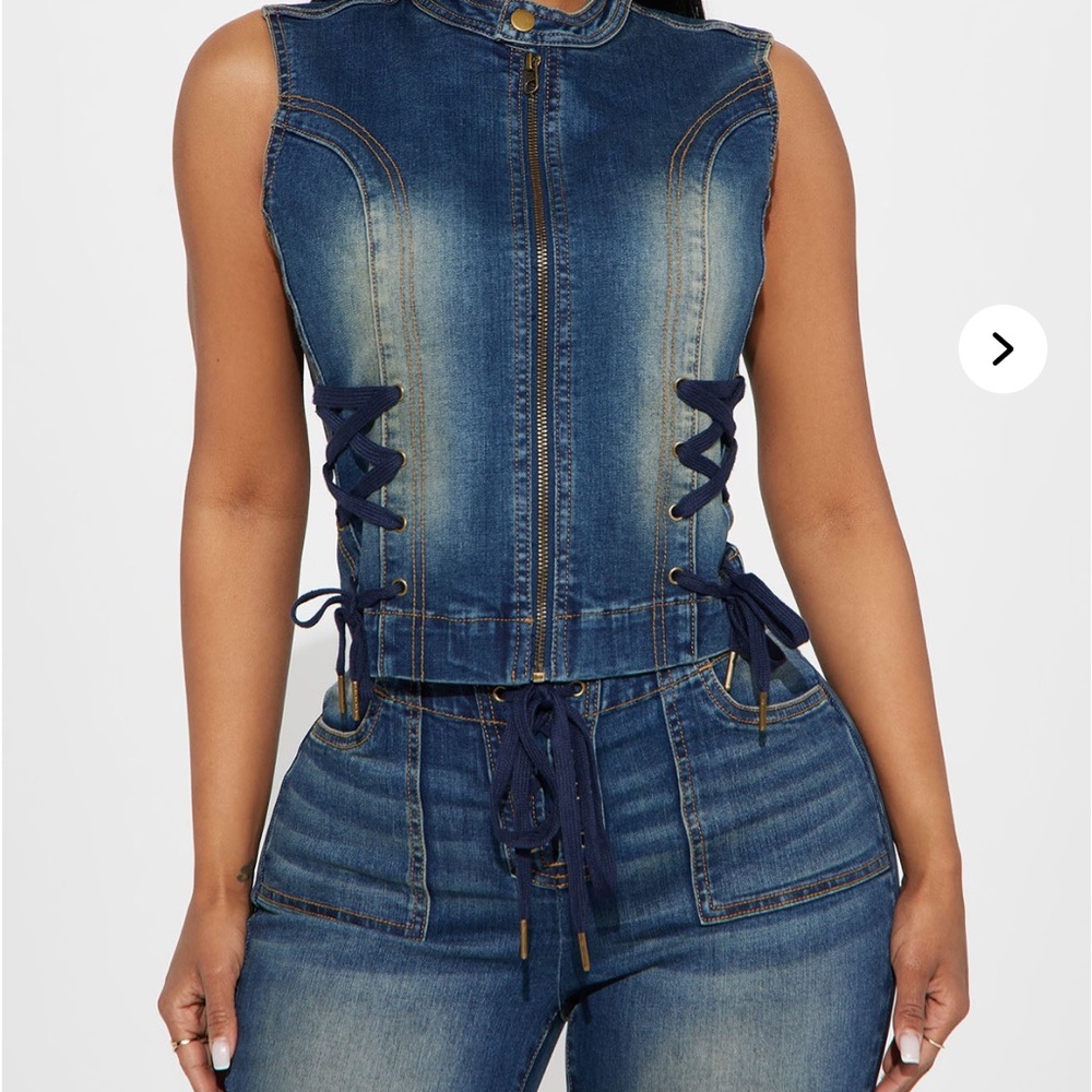 Stylish Blue Lace-Up Denim Overalls